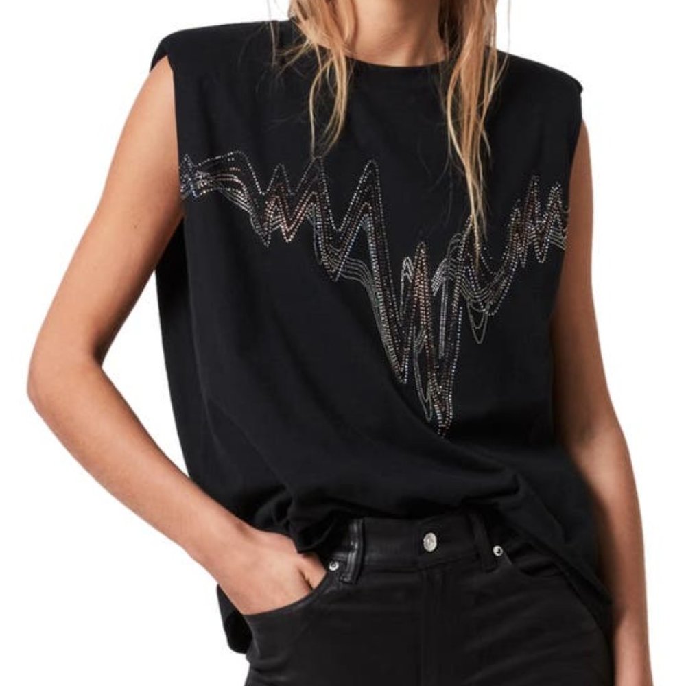 NWOT! ALLSAINTS Black Techno Coni Tank Size: Large